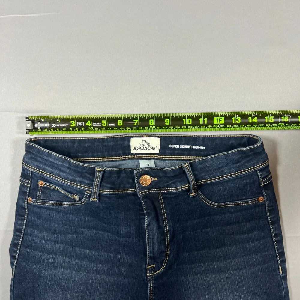 Jordache Super Skinny Jeans Womens 10 Blue Cotton Stretch Dark Wash High Rise